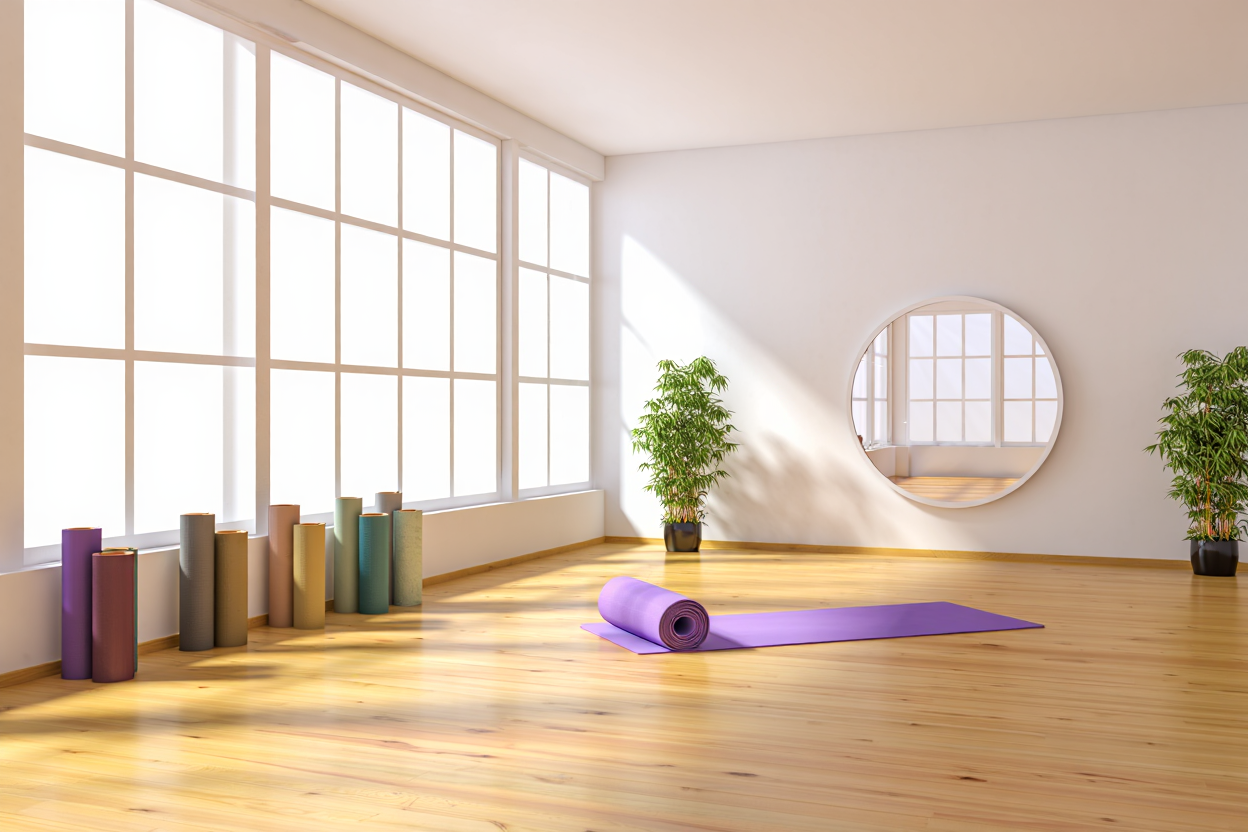 tapis de yoga dans une salle lumineuse