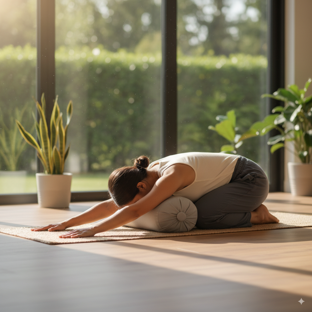 Posture de yoga pour soulager la sciatique.
